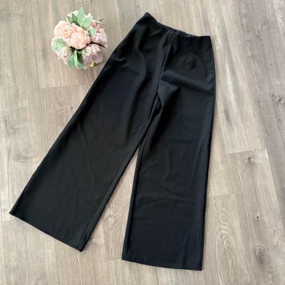 SHEIN Black Wide Leg High Waist Trouser Pants - Picture 3 of 4